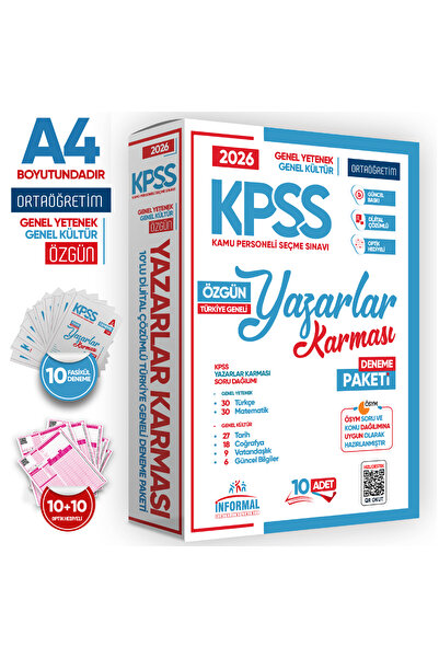 İnformal Yayınları 2026 KPSS Ortaöğretim Yazarlar Karması 10lu Deneme Paketi ...