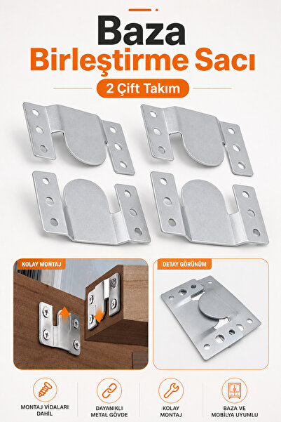 Badem10 Metal (2 ÇİFT TAKIM) Mobilya Baza Koltuk Köşe Kanepe Çekyat Birleştir...