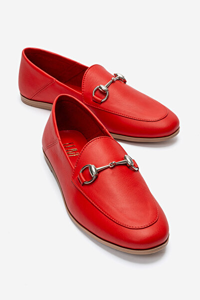 LuviShoes F03 Kadın Kırmızı Cilt Babet