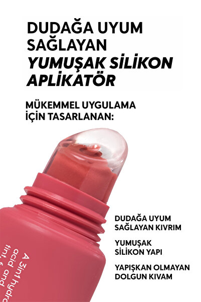 Cream Co. Nemlendirici Parlatıcı 3in1 Lip Balm | Dudak Bakım | Cupcake Rose Gülkurusu Hyaluronik Asit Seramid