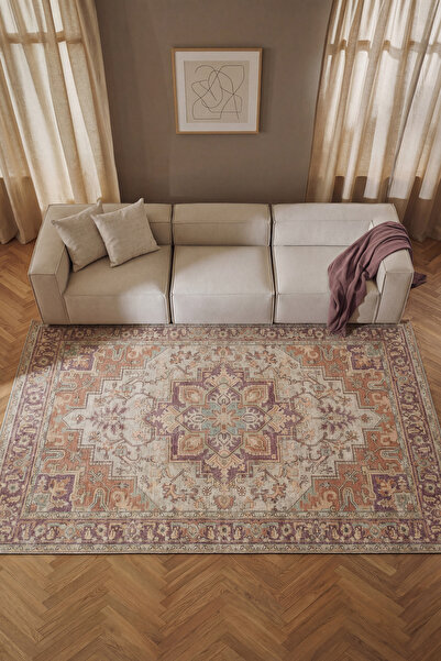 Cool Halı Private XW Pastel Renkli Vintage Halı Soft Modern Yıkanabilir Eskit...