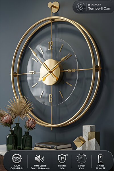 MetaQuartz Aksesuar Büyük Boy Laviento Gold ( Şeffaf Cam ) Led Yok Modern Dek...