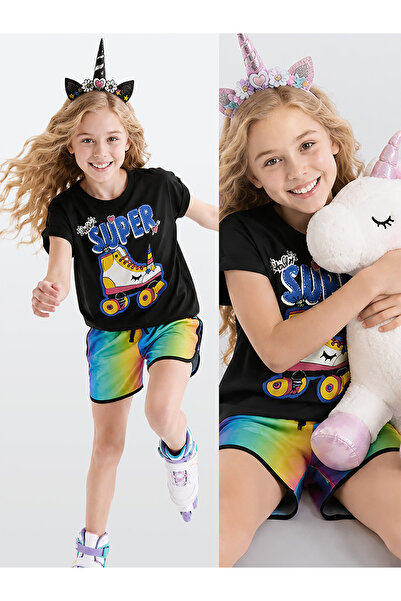 MSHB&G Set de pantaloni scurți și tricou de vară pentru fete Unicorn Skate