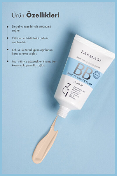 Farmasi BB Krem | 01 Light Açık Ton SPF 15 Nemlendirici Mat Bitişli Cilt Tonu Eşitleyici 50 ml