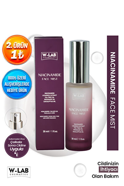 W-Lab Cosmetics Niacinamide Face Mist Cilt Tonu Eşitleyici ve Nemlendirici Yü...