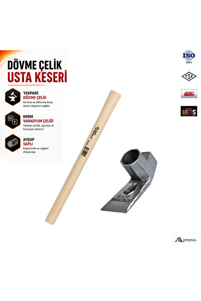 Sait Demirci Usta Keseri Ahşap Saplı Çok Amaçlı Dövme Çelik Keser