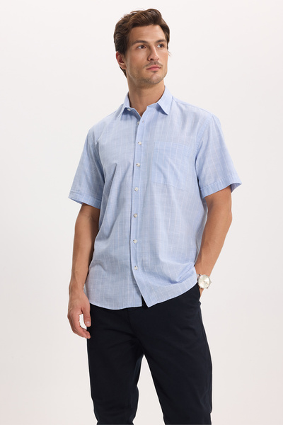 Tudors Erkek Regular Fit Klasik Kesim Oversize %100 Pamuk Keten Doku Tek Cepl...