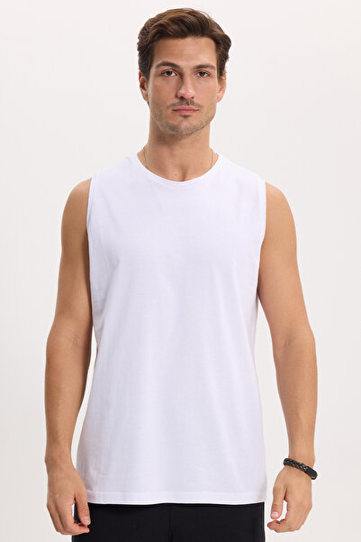 Tudors Men's Standard Fit Regular Cut 100% Cotton Crew Neck Zero Sleeve White...