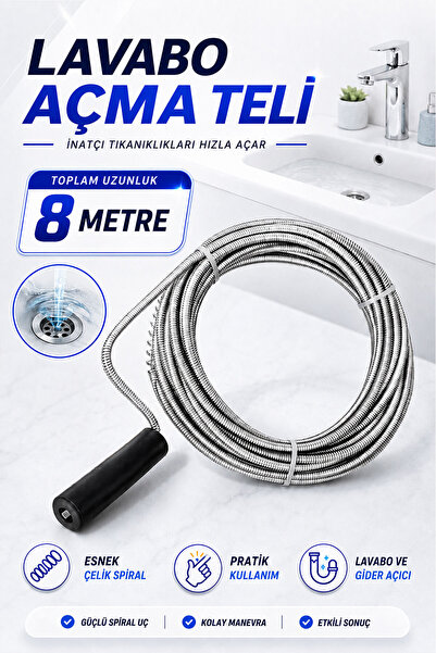 Badem10 Pratik Lavabo Açıcı Banyo Evye Açma Teli Gider Boru Açıcı Tıkanıklık ...