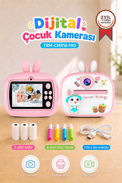 Torima Dijital Fotoğraf Makinesi Çocuk Termal Resim Kağıt Baskılı Yazıcı Kame...