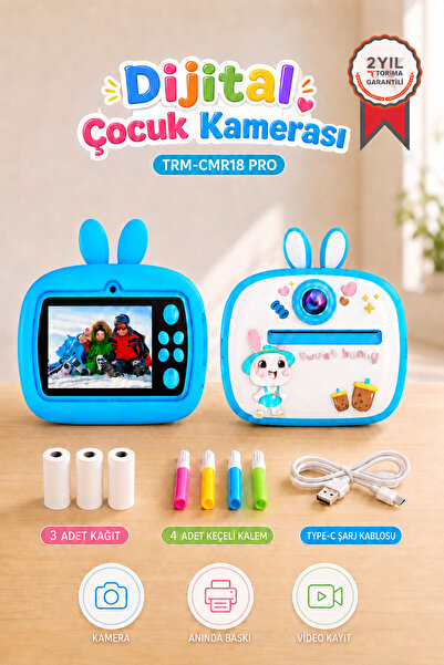 Torima Dijital Fotoğraf Makinesi Çocuk Termal Resim Kağıt Baskılı Yazıcı Kame...