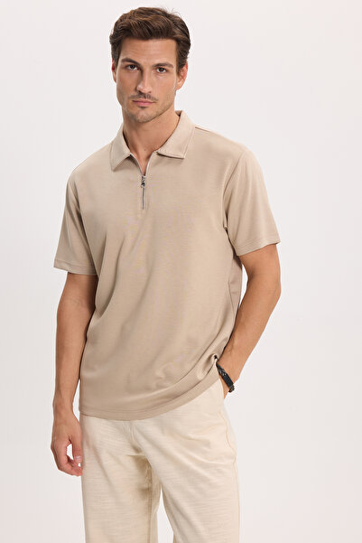 Tudors Tricou pentru bărbați, slim fit, din țesătură modal extra moale, cu mâ...