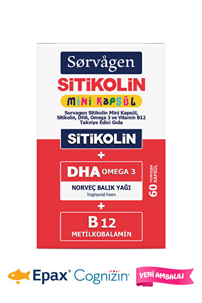 Sorvagen MİNİ KAPSÜL SİTİKOLİN, DHA OMEGA 3 VE B12 - 60 kapsül
