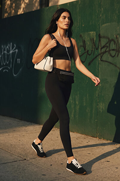 Trendyol Collection Black Premium Polyamide Fabric Knitted Full Length Sports...