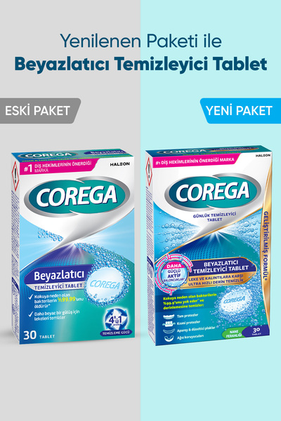 Corega Beyazlatıcı Temizleyici Tablet Leke Kalıntılarına Karşı 30 Adet