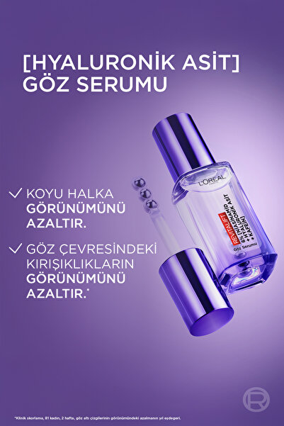 L'Oreal Paris Revitalift Filler [Hyaluronik Asit+Niasinamid+Saf Kafein] Aydınlatıcı, Kırışıklık Karşıtı Göz Serumu