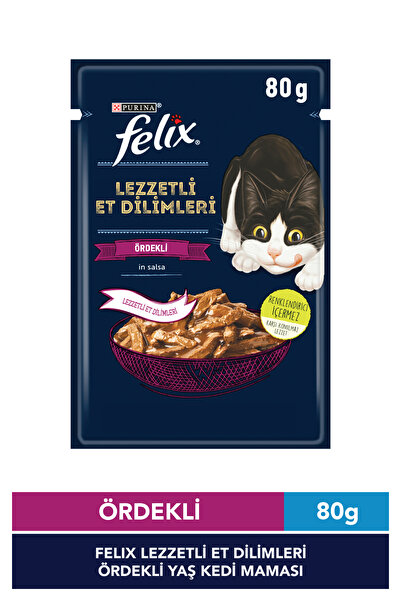 FELIX Lezzetli Et Dilimleri Ördekli Yaş Kedi Maması 80 g