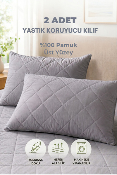 Formeya Set de huse de pernă matlasate, premium, 2 bucăți, gri, 100% bumbac, ...