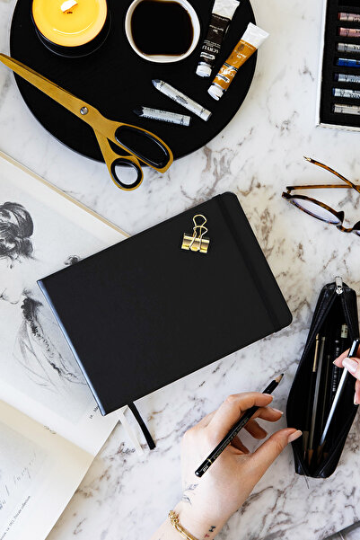 PAPERORA 21X15 Hard Cover 80 Sheets 140 Gr. Sketch Book - Sketch Book – Black