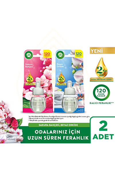 Air Wick Elektrikli Oda Kokusu Yedek Şişe Sakura Bahçesi + Beyaz Orkide, 2x19ml