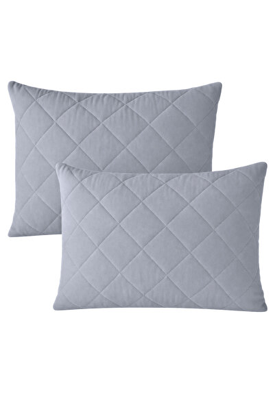 Formeya Premium 2 Adet Gri %100 Pamuk Kapitone Yastık Koruyucu Fermuarlı Yastık Alezi Kılıf Seti 50x70 cm