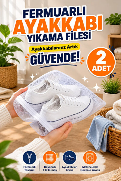 Özlem Toys 2 شبكة غسيل أحذية بيضاء بسحاب