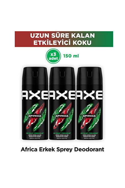 Axe Erkek Sprey Deodorant Africa 48 Saat Etkileyici Koku 150 ml X3 Adet