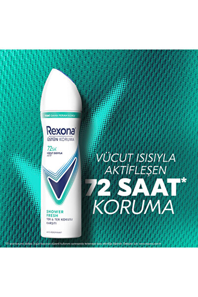 Rexona Kadın Sprey Deodorant Shower Fresh 72 Saat Kesintisiz Üstün Koruma 150 mlx3