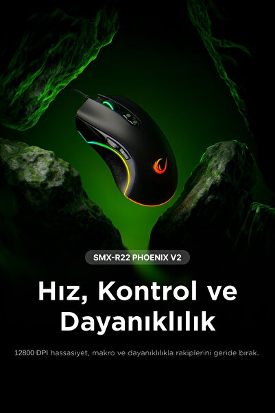 Rampage Smx-r22 Phoenix 7 Tuşlu Rgb 12800 Dpi Oyuncu Mouse Gaming Mouse - Siyah