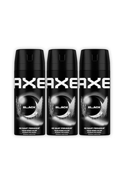 Axe Erkek Deodorant & Bodyspray Black 48 Saat Etkileyici Koku Vücut Spreyi 150 ml X3 Adet
