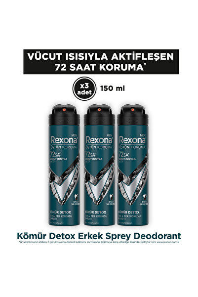 Rexona Men Erkek Sprey Deodorant Kömür Detox 72 Saat Kesintisiz Üstün Koruma ...
