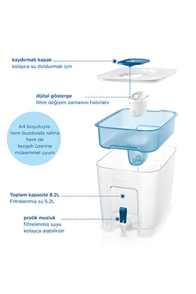 BRITA Flow 1x MAXTRA PRO Pure Performance Filtreli Su Arıtma Sebili (8,2L)
