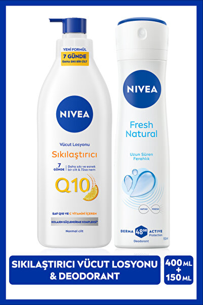 NIVEA Kadın Sprey Deodorant Fresh Natural 150ml, Q10 Sıkılaştırıcı Ve Nemlend...