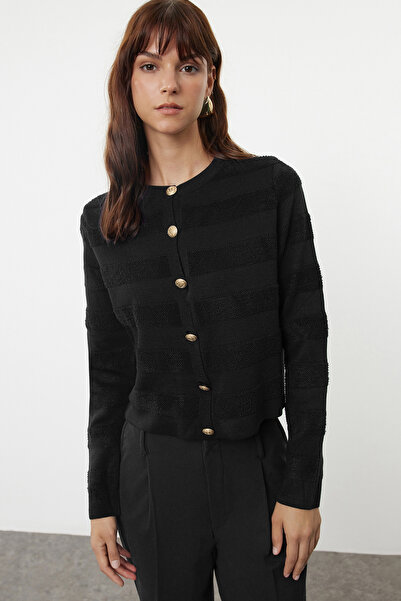 Trendyol Collection Black Knitwear Cardigan Twoaw24Hi00337