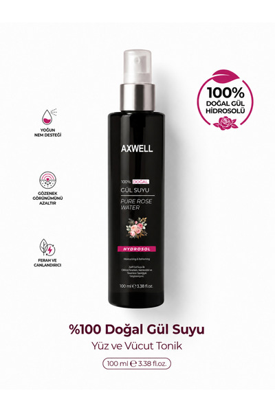 AXWELL Gül Suyu Gözenek Sıkılaştırıcı Aydınlatıcı Ve Arındırıcı Tonik %100 Do...