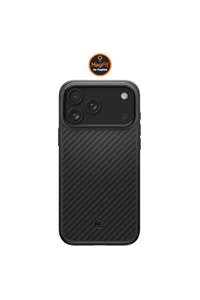 Spigen iPhone 17 Pro MagSafe Kılıf Enzo Aramid T MagFit Black Dokulu Yüzey Ka...