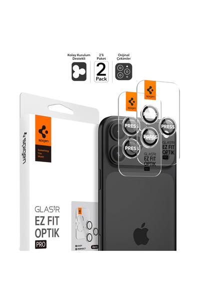 Spigen iPhone 17 / 16 / 15 / 14 Pro / Pro Max Kamera Lens Camı Koruyucu Kolay...