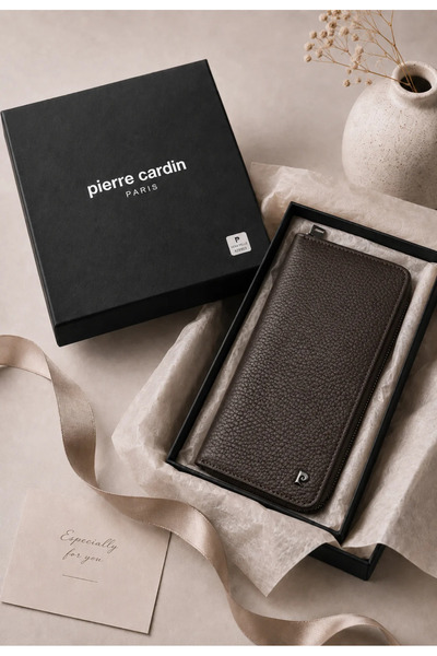 Pierre Cardin محفظة عمودية من الجلد الطبيعي 100% للرجال والنساء - إكسسوارات ج...