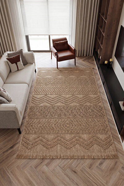 Cool Halı Mirage Kahverengi 160x230 4 Metre Halı Bukle Dokuma Yıkanabilir Geo...