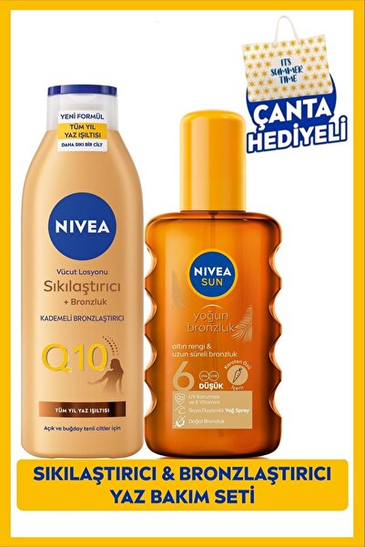 NIVEA SUN SPF6 Bronzlaştırıcı Güneş Yağı 200ml Ve Q10 Sıkılaştırıcı Bronzluk ...