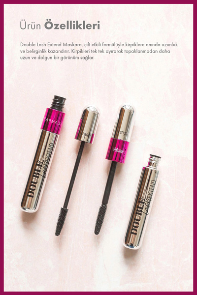 Farmasi Double Lash Extend Çift Etkili Hacim & Lifting Etkili Maskara | Siyah 12 ml X 2 Adet