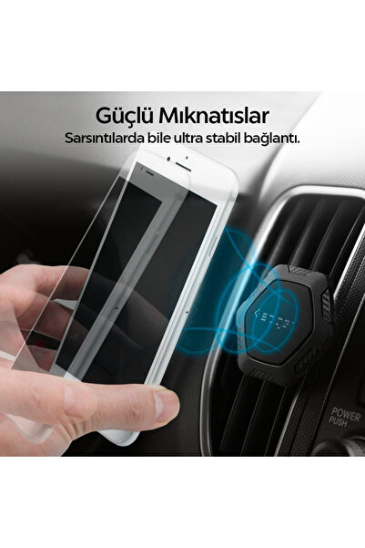 Spigen Air Vent Manyetik Araç içi Telefon Tutucu + 2 Adet Plaka Tüm Cihazlarla Uyumlu QS11 - 000CG20879