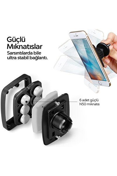 Spigen Air Vent Manyetik Araç içi Telefon Tutucu + 2 Adet Manyetik Plaka Universal Kuel H12 - 000CD20115