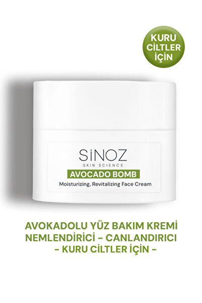 SİNOZ Avokado Bomb Yüz Bakım Kremi - Kuru Ciltler İçin Nemlendirici ve Canlan...