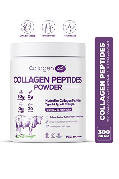 COLLAGEN LIFE %100 Hidrolize Kolajen Peptitler Biotin Ve 15 Amino Asit İçeren...