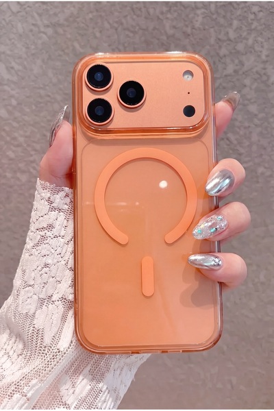 iPhone 17 Pro Max Clear Orange Transparent Thin Translucent Hard Shockproof Magsafe Case