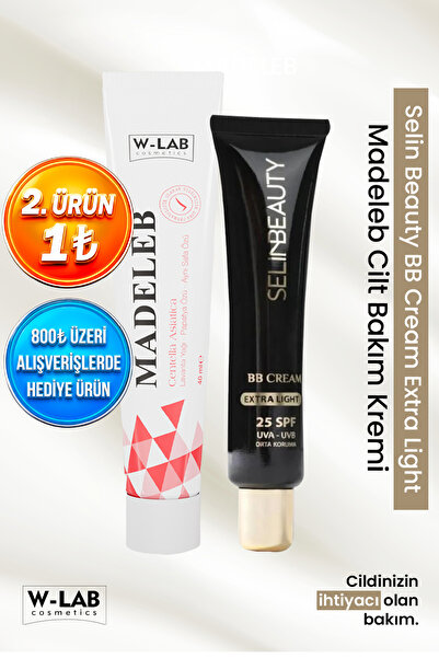 W-Lab Cosmetics Madeleb Krem 40 ML + Selin Beauty BB Cream Extra Light