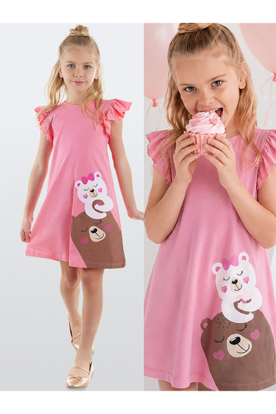 Denokids Rochie de vară roz fără mâneci pentru fete Teddy Bears
