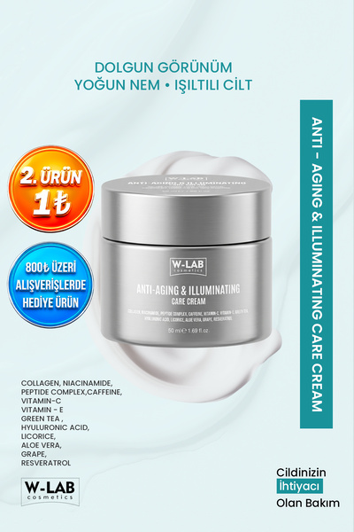 W-Lab Cosmetics Anti-Aging & Illuminating Cream 50 Ml Yüz, Boyun ve Dekolte A...