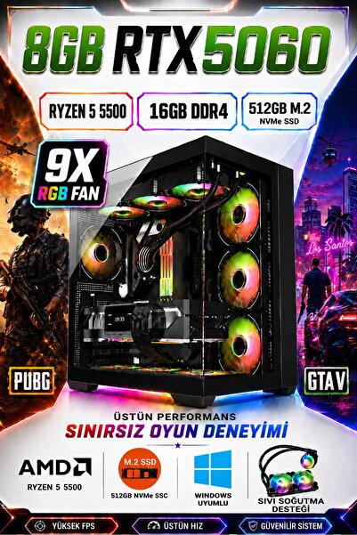 Dmc N344 Win11 / RYZEN 5 5500 / 16GB DDR4 RAM/ 512GB M2 / 8GB RTX5060 / Sıvı ...